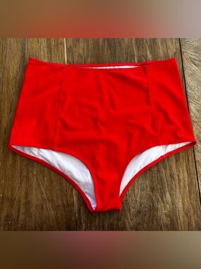 Kortni Jeane High-Waist Bikini Bottoms - Bright Red